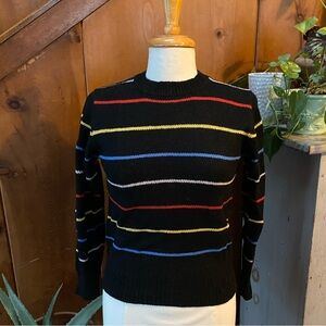 Vintage 80s Washable Wool Blend Stripe Crewneck Sweater